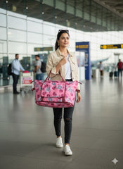 Stylish Pink Floral Waterproof Travel Tote Bag
