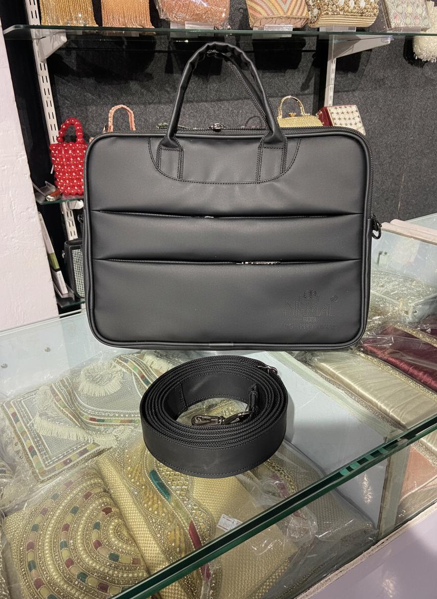 Black Premium Laptop Office Briefcase with Shoulder Strap
