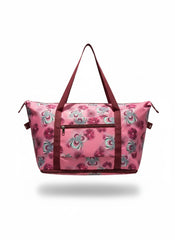 Stylish Pink Floral Waterproof Travel Tote Bag