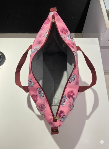 Stylish Pink Floral Waterproof Travel Tote Bag