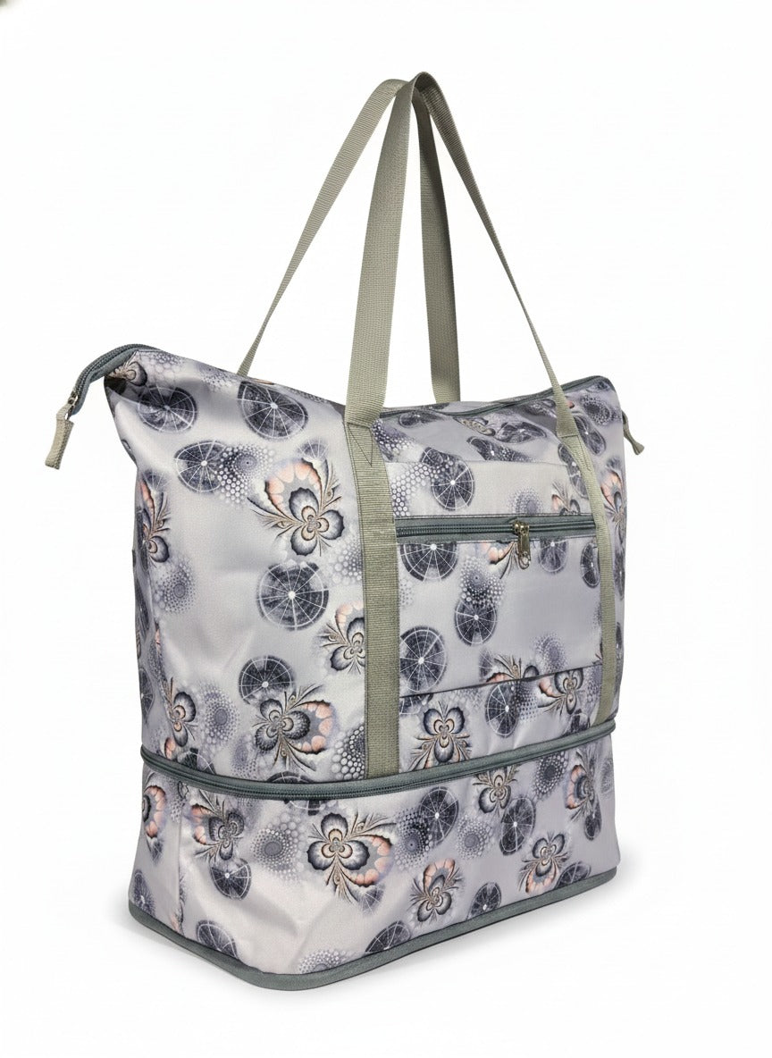 Elegant Floral Waterproof Travel Tote Bag