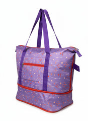 Purple Waterproof Baby Travel Tote Bag with Extra Storage