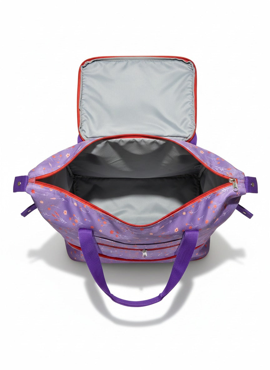 Purple Waterproof Baby Travel Tote Bag with Extra Storage