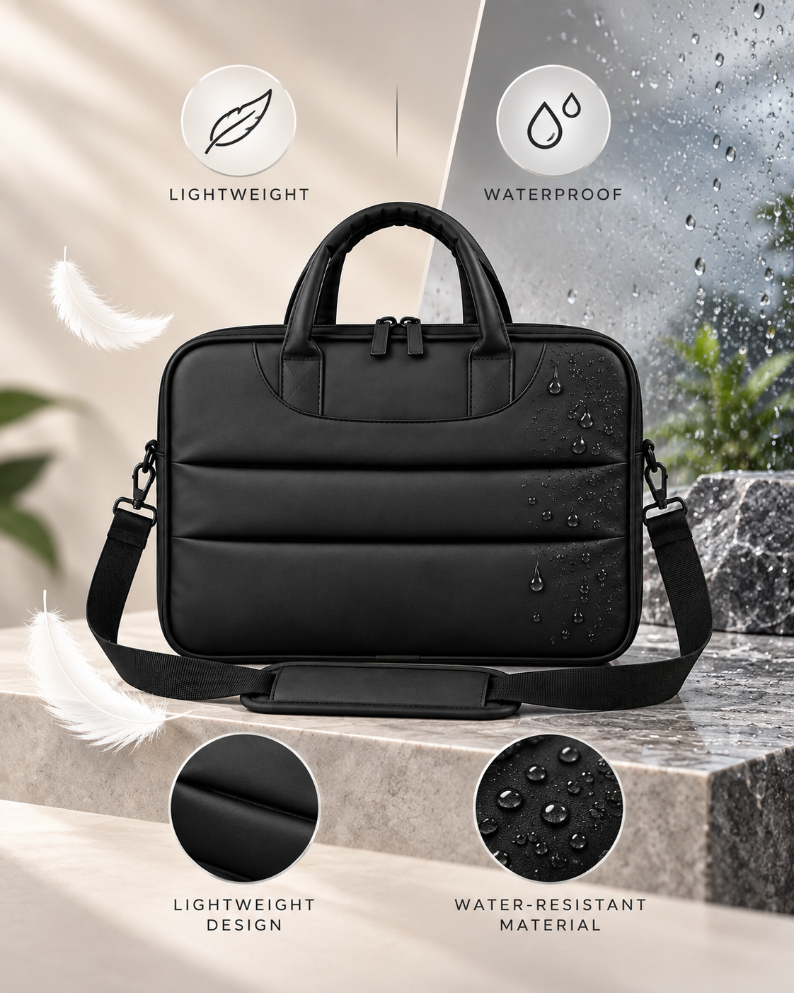 Nirmal Premium Black Laptop Office Bag