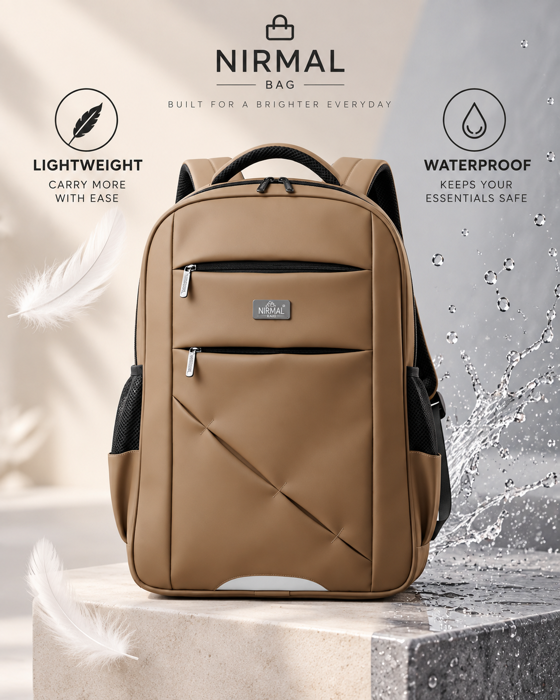 Nirmal Premium Beige Laptop Backpack