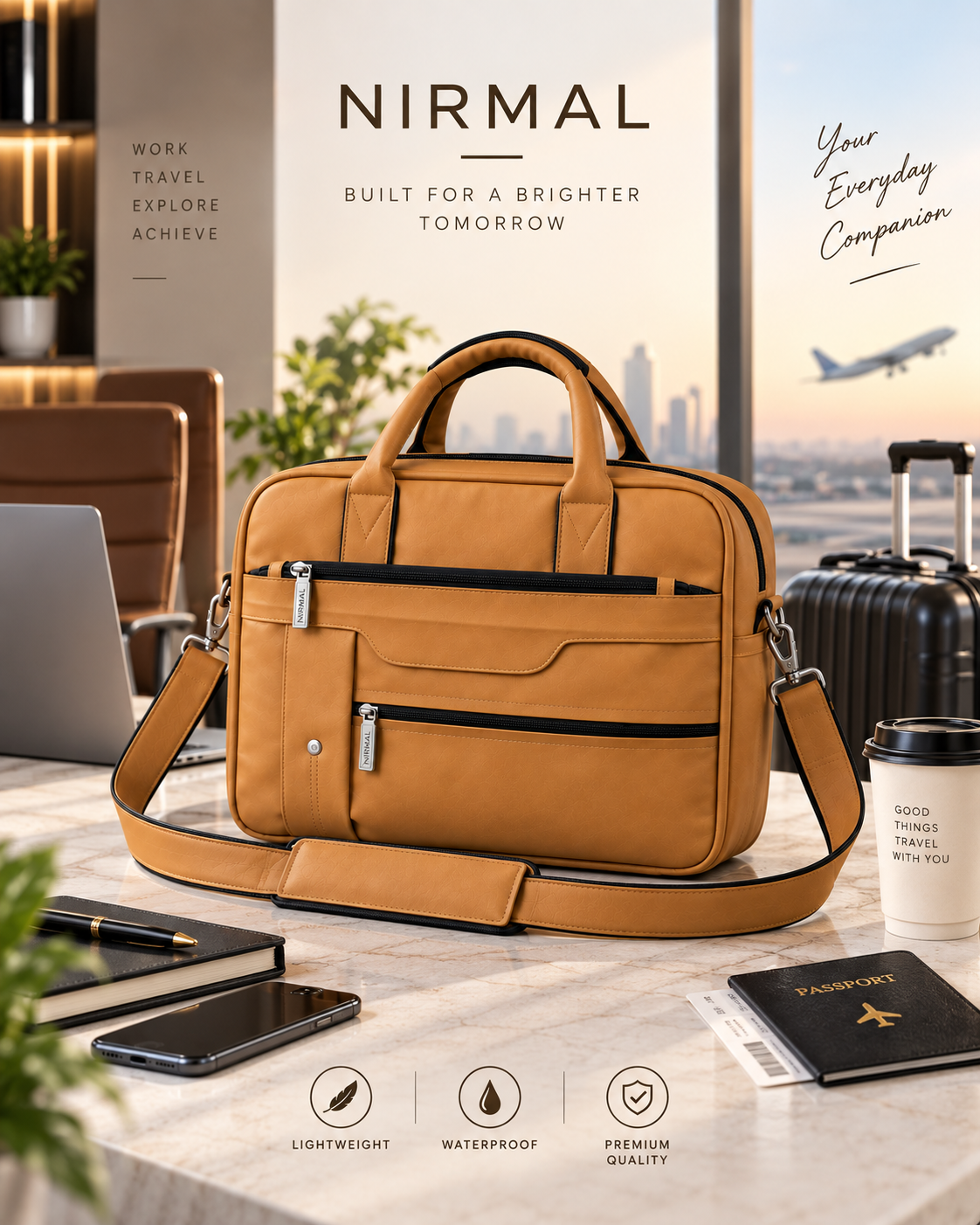 Nirmal Premium Beige Laptop Office Bag