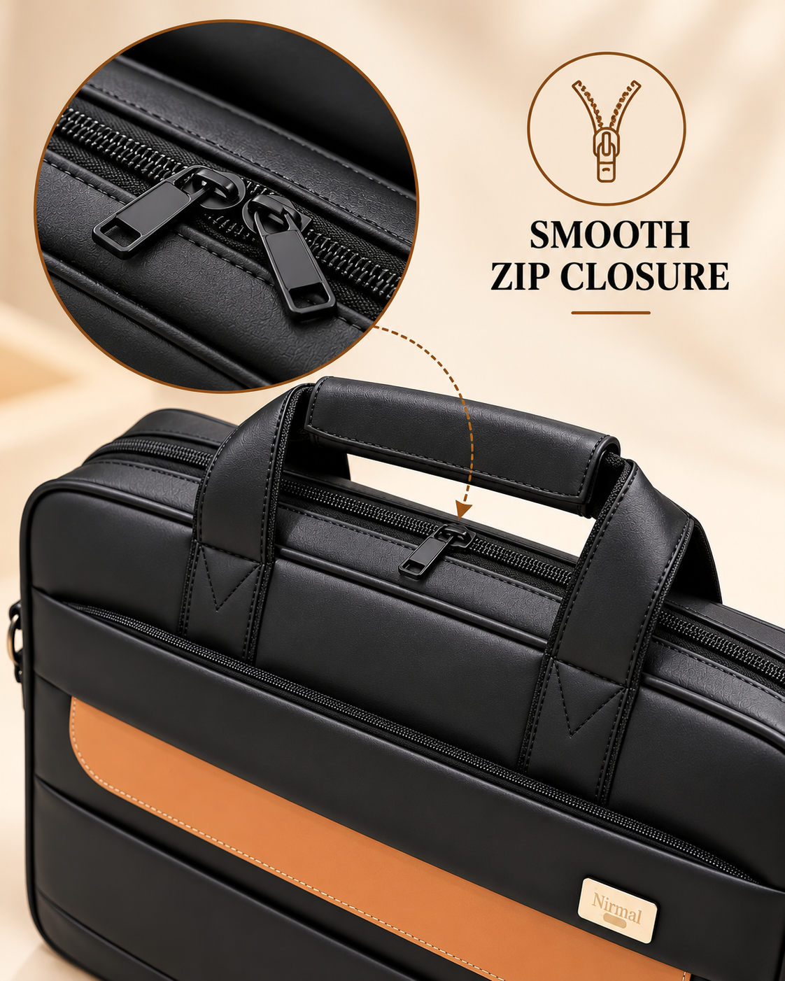 Nirmal Premium Black Laptop Bag with Long Belt