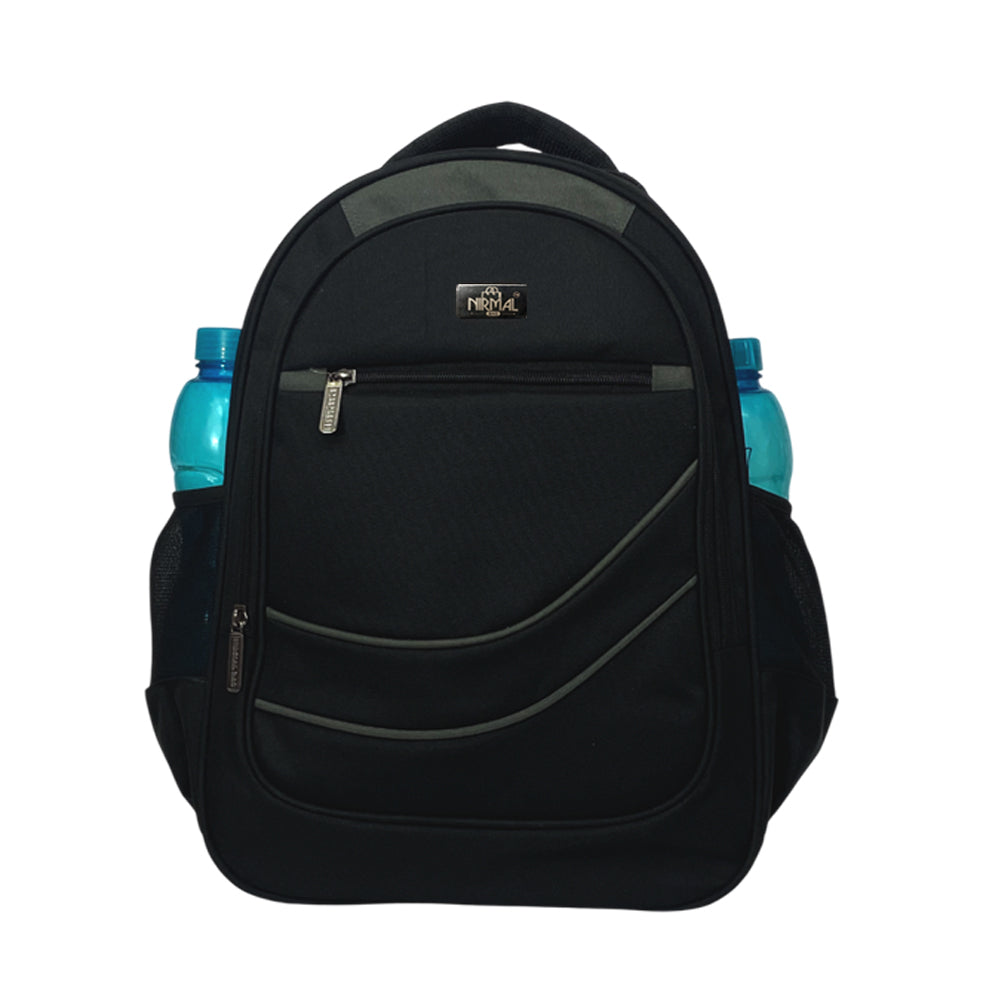 Full shot of a black backpack.