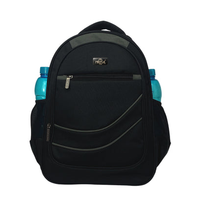 Full shot of a black backpack.