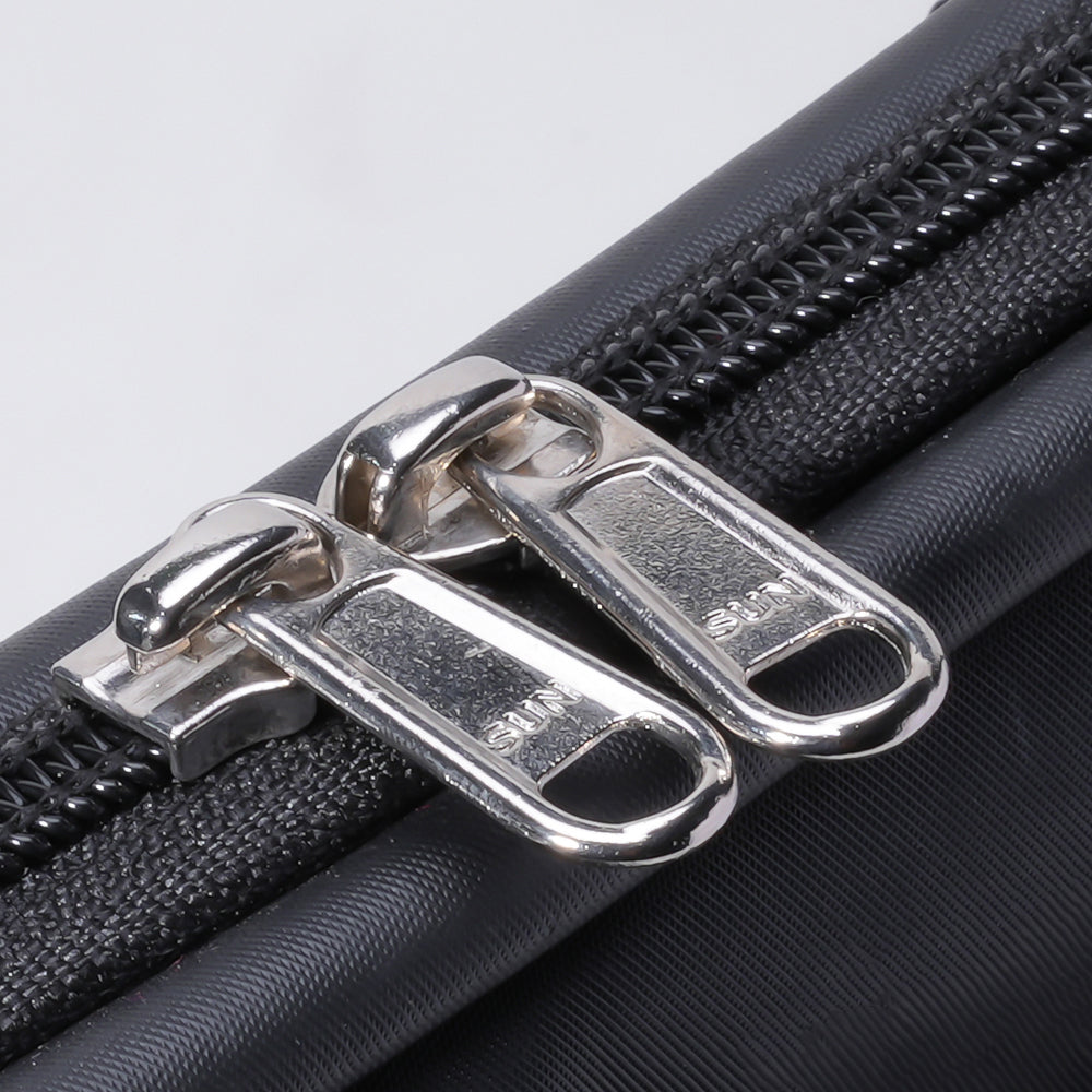 Full shot of a black briefcase-style bag.