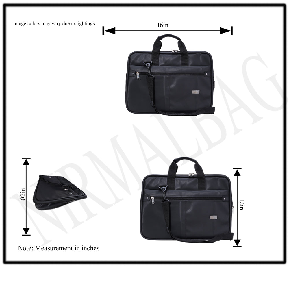 Full shot of a black briefcase-style bag.